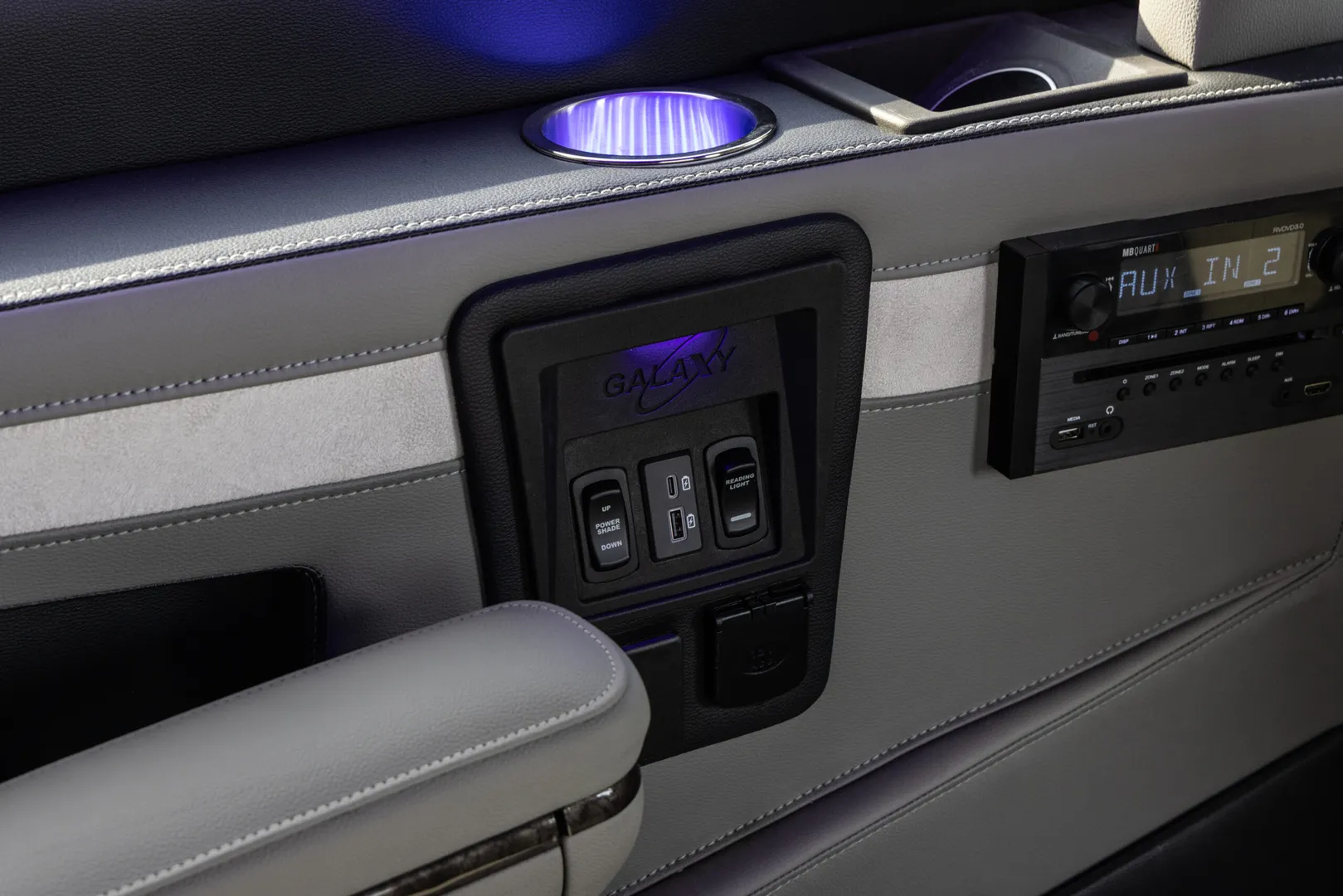 control center Waldoch Boundary Water Edition Conversion Van 9 Passenger Family Van Best Travel Vehicle